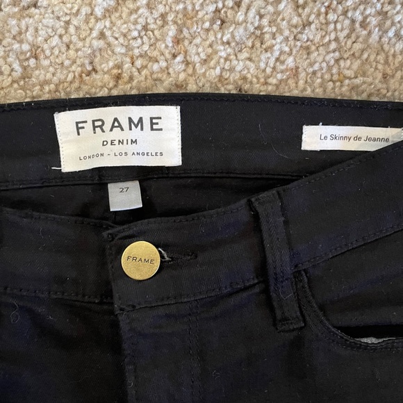 Frame Denim Le Color Rip Skinny Jeans Black Sz 27 - Picture 2 of 9